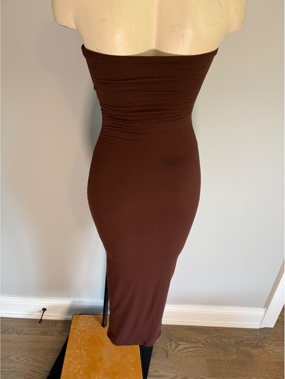 Naked Wardrobe Strapless Brown Bodycon Midi Dress XS - Picture 6 of 7